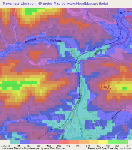 Kawamata,Japan Elevation Map