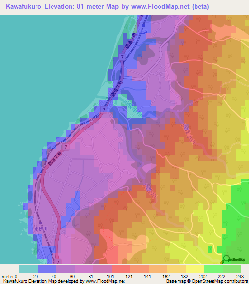 Kawafukuro,Japan Elevation Map