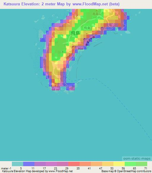 Katsuura,Japan Elevation Map