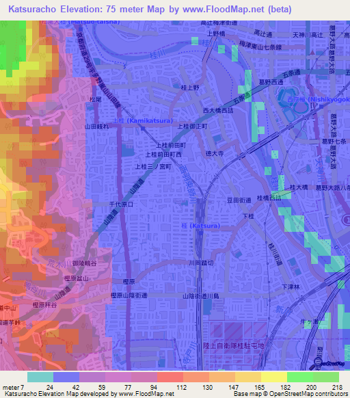 Katsuracho,Japan Elevation Map