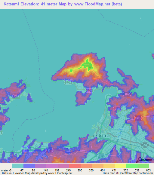 Katsumi,Japan Elevation Map