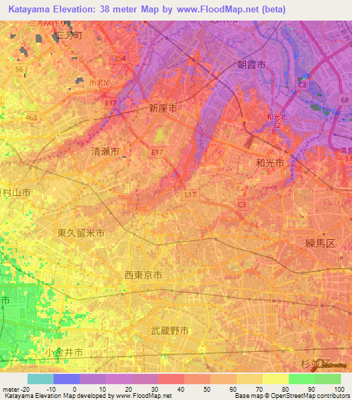 Katayama,Japan Elevation Map