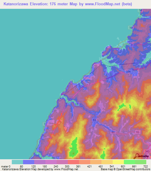 Katanorizawa,Japan Elevation Map