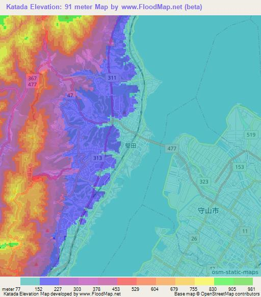 Katada,Japan Elevation Map