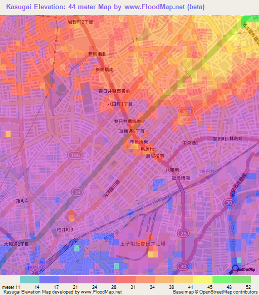 Kasugai,Japan Elevation Map