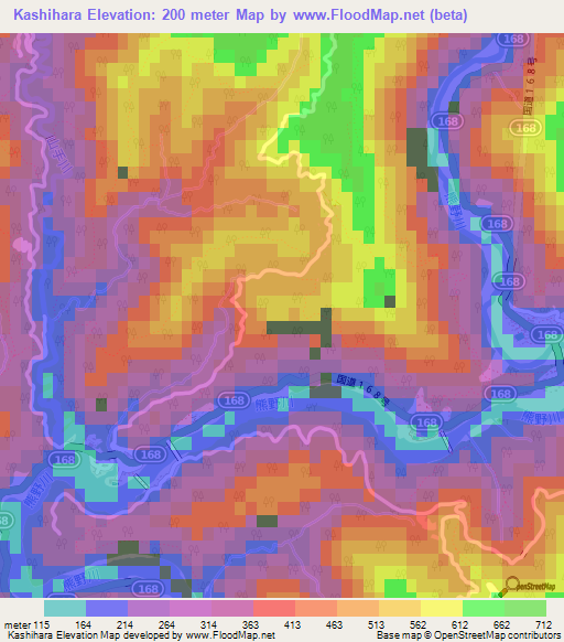 Kashihara,Japan Elevation Map