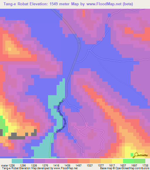 Tang-e Robat,Iran Elevation Map