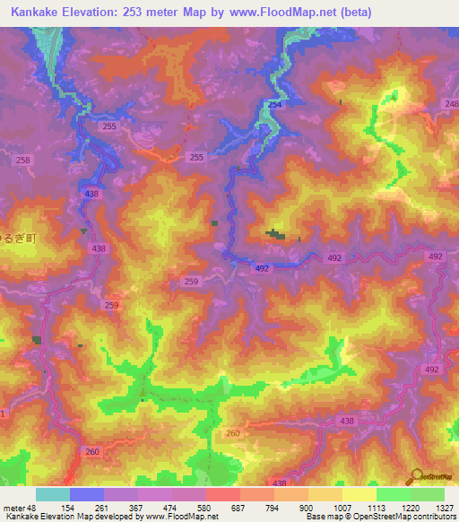 Kankake,Japan Elevation Map