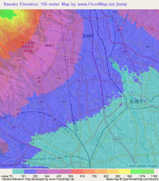 Kaneko,Japan Elevation Map