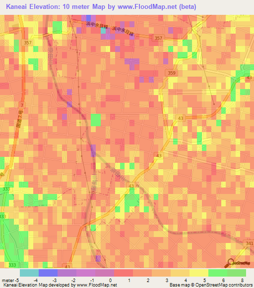 Kaneai,Japan Elevation Map