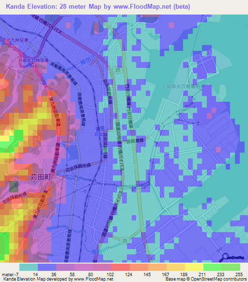 Kanda,Japan Elevation Map