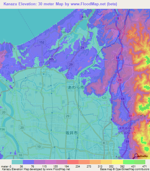Kanazu,Japan Elevation Map