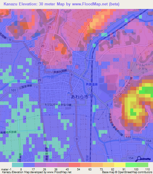 Kanazu,Japan Elevation Map