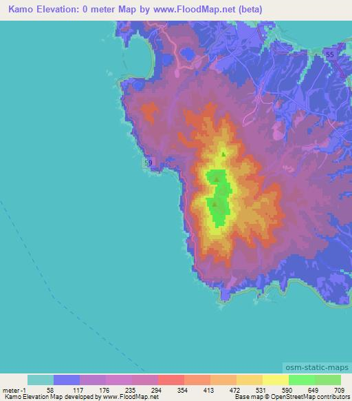 Kamo,Japan Elevation Map