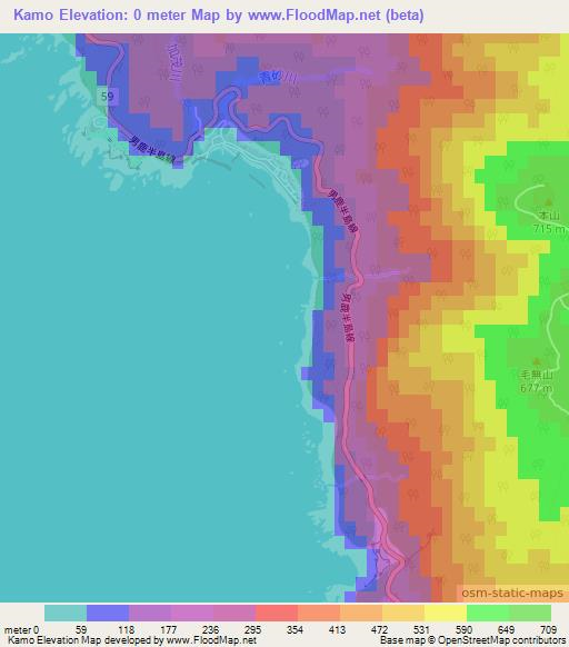 Kamo,Japan Elevation Map