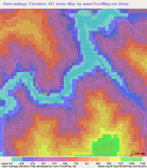 Kami-wakago,Japan Elevation Map