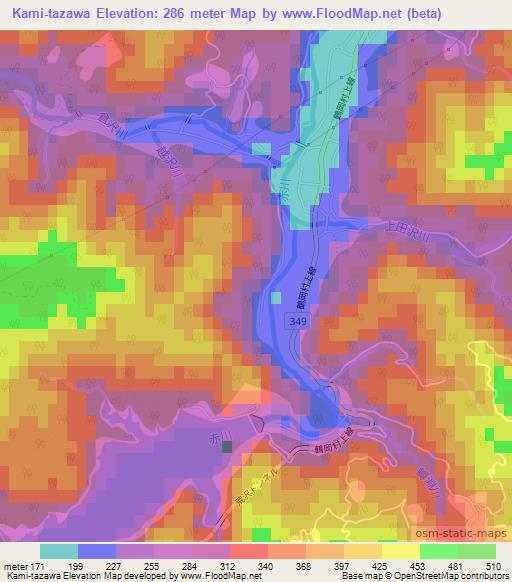 Kami-tazawa,Japan Elevation Map