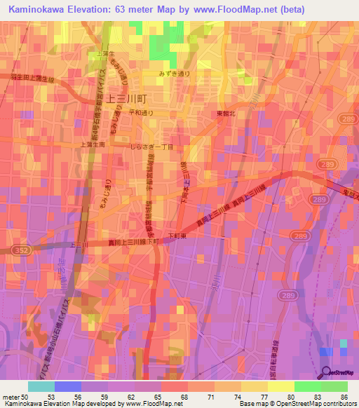 Kaminokawa,Japan Elevation Map