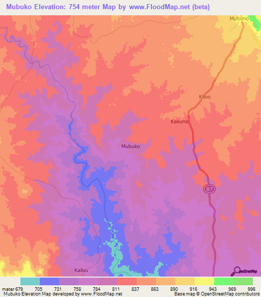 Mubuko,Kenya Elevation Map