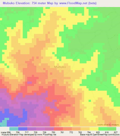 Mubuko,Kenya Elevation Map