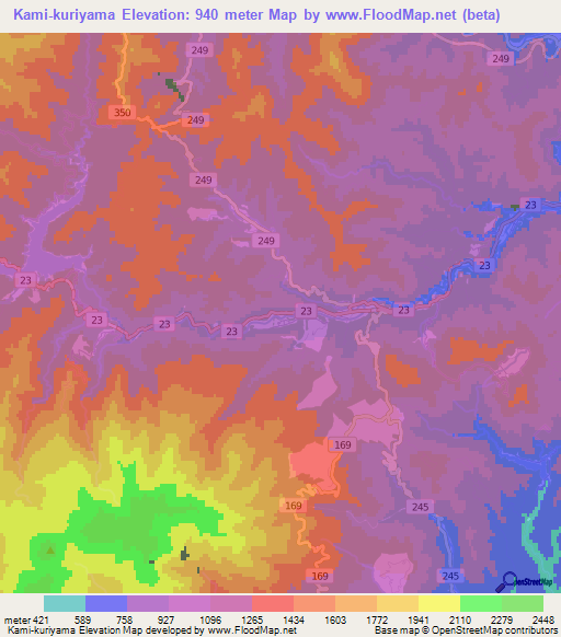 Kami-kuriyama,Japan Elevation Map