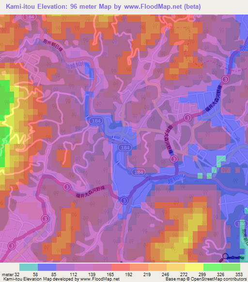 Kami-itou,Japan Elevation Map