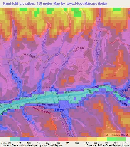 Kami-ichi,Japan Elevation Map