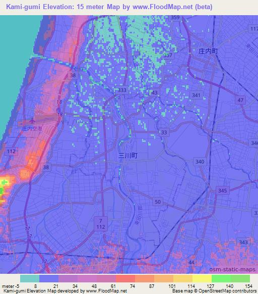 Kami-gumi,Japan Elevation Map