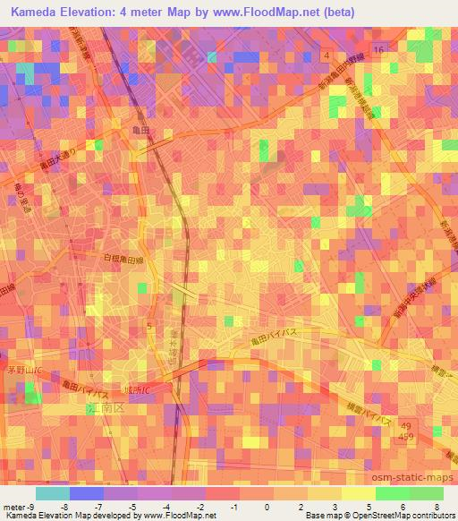 Kameda,Japan Elevation Map