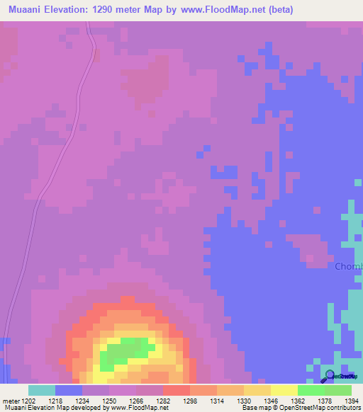Muaani,Kenya Elevation Map