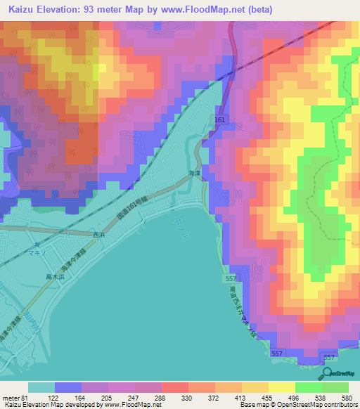 Kaizu,Japan Elevation Map
