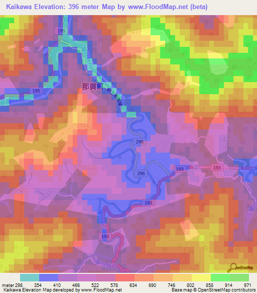 Kaikawa,Japan Elevation Map