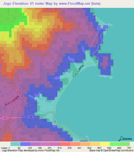 Jogo,Japan Elevation Map