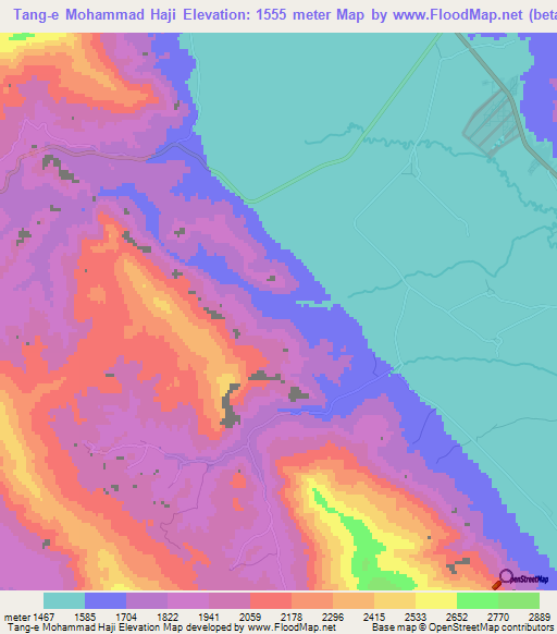 Tang-e Mohammad Haji,Iran Elevation Map