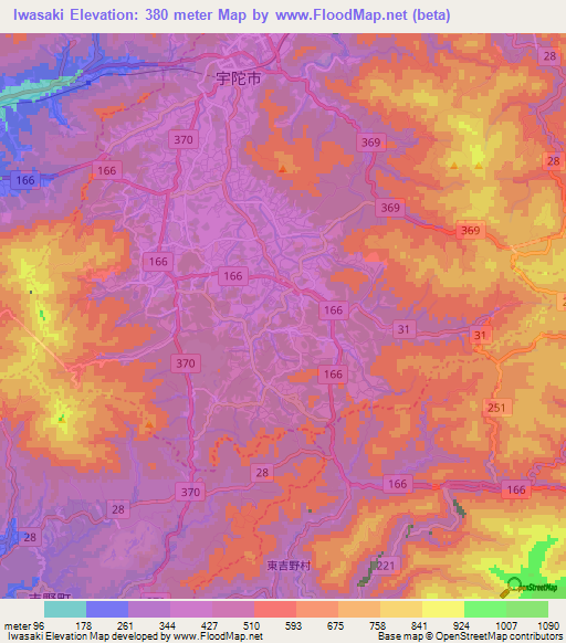 Iwasaki,Japan Elevation Map