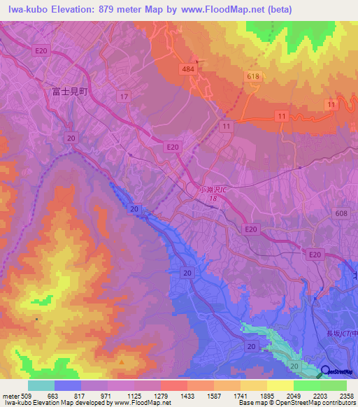 Iwa-kubo,Japan Elevation Map