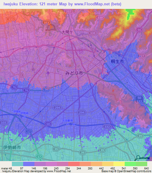 Iwajuku,Japan Elevation Map