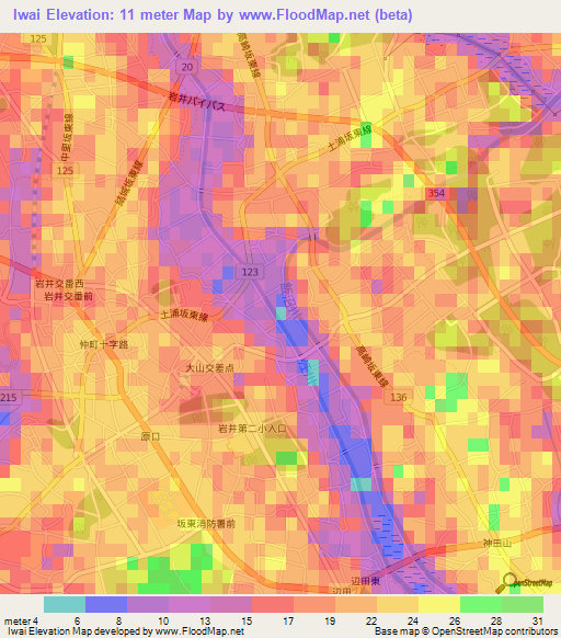 Iwai,Japan Elevation Map