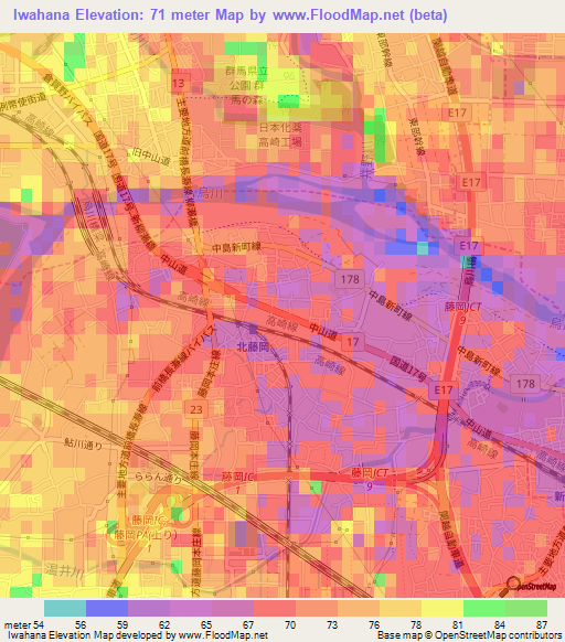 Iwahana,Japan Elevation Map