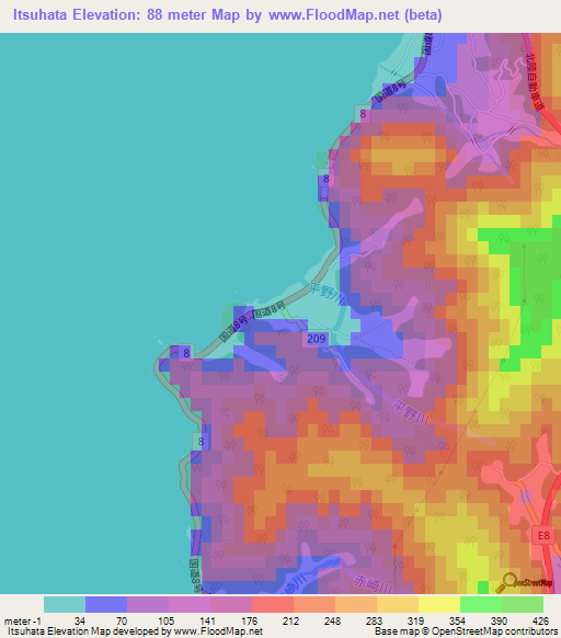 Itsuhata,Japan Elevation Map