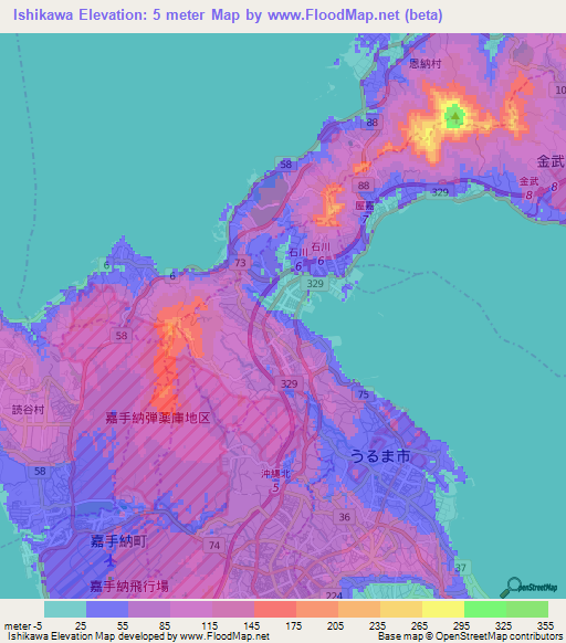 Ishikawa,Japan Elevation Map