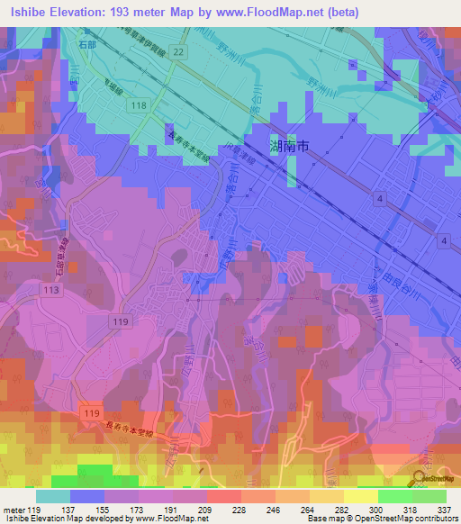 Ishibe,Japan Elevation Map