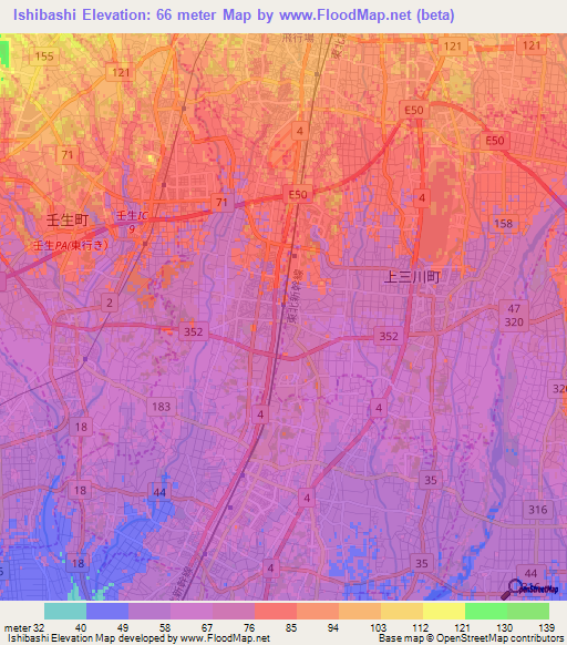 Ishibashi,Japan Elevation Map