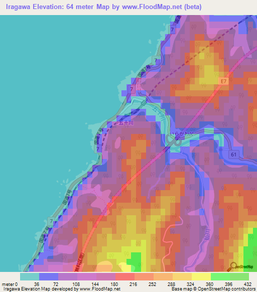 Iragawa,Japan Elevation Map