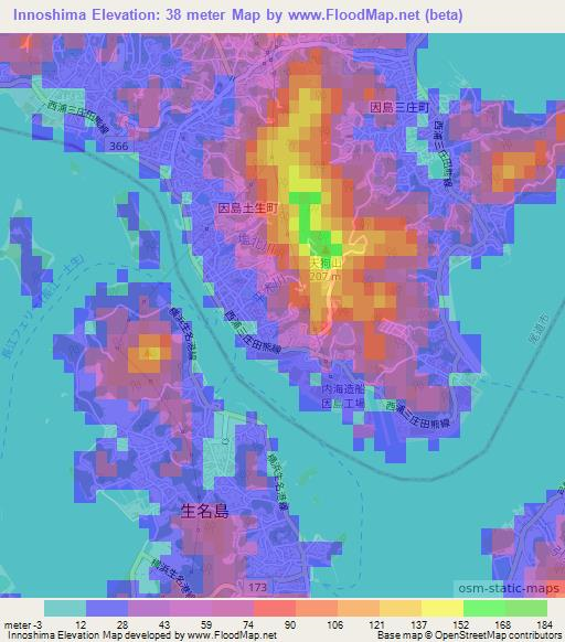 Innoshima,Japan Elevation Map