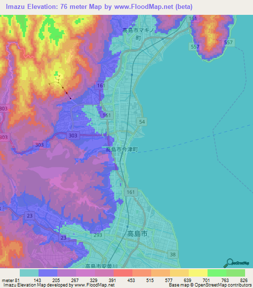 Imazu,Japan Elevation Map