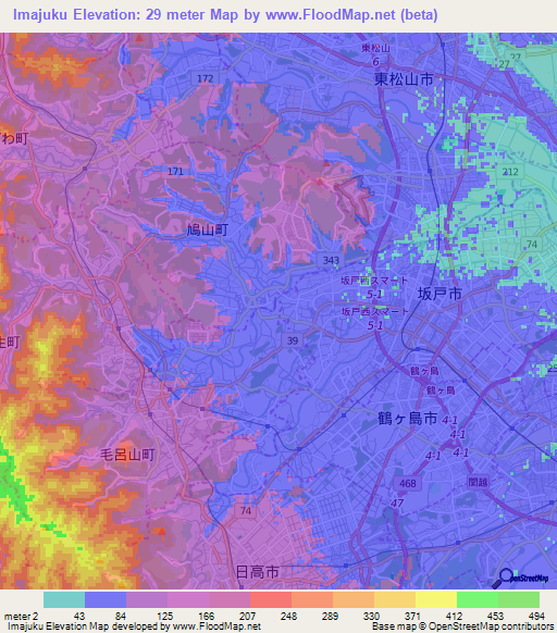 Imajuku,Japan Elevation Map