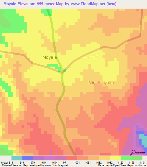 Moyale,Kenya Elevation Map
