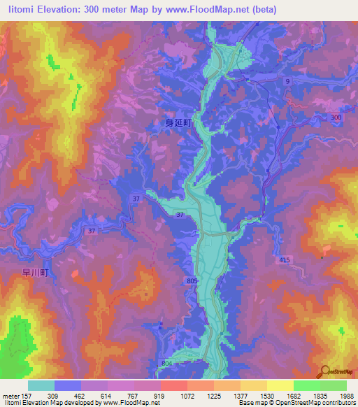 Iitomi,Japan Elevation Map