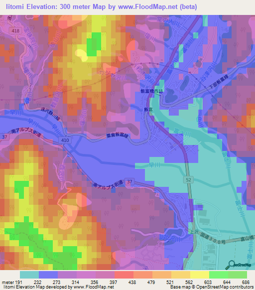 Iitomi,Japan Elevation Map
